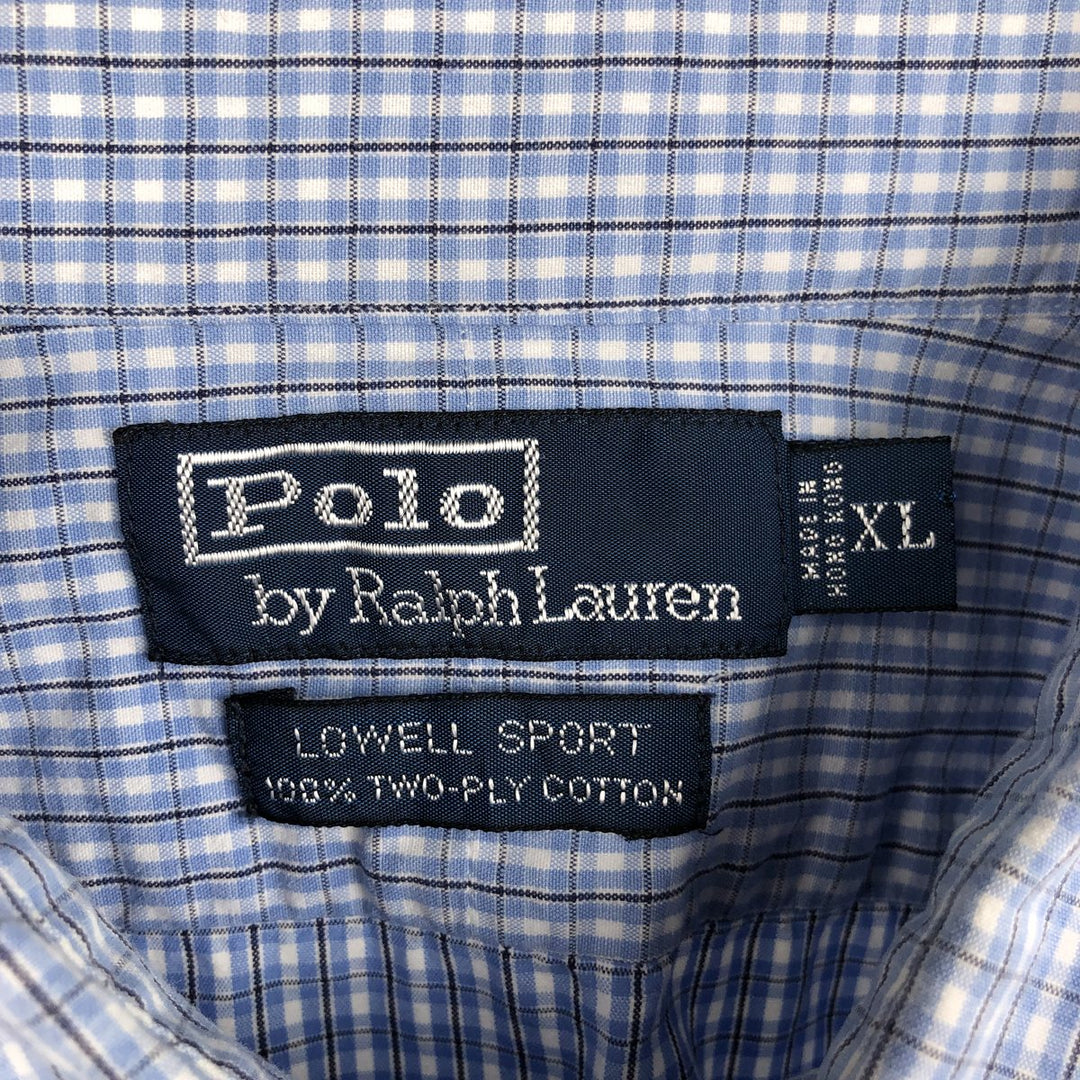 Ralph Lauren POLO by Ralph Lauren LOWELL SPORT long-sleeved cotton check shirt, men's size XL cotton blue type Vintage Second Hand