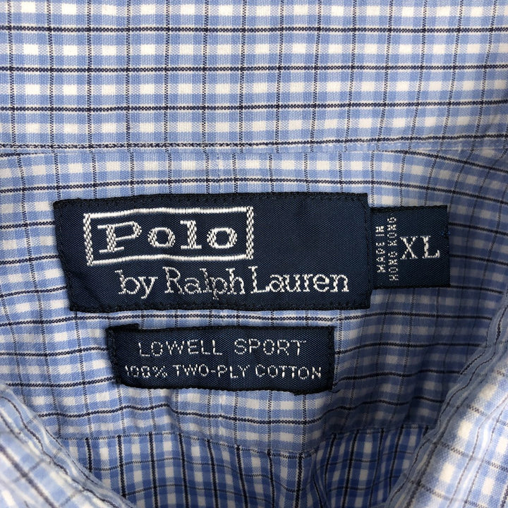 Ralph Lauren POLO by Ralph Lauren LOWELL SPORT long-sleeved cotton check shirt, men's size XL cotton blue type Vintage Second Hand