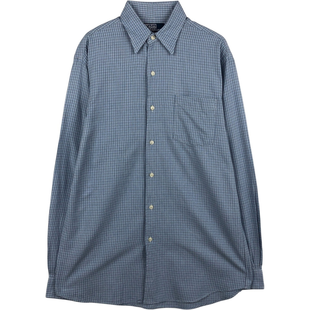 Ralph Lauren MERRIN Long-Sleeve Cotton Check Shirt, Men's Size S (approx.) cotton Blue type light blue Vintage Second Hand