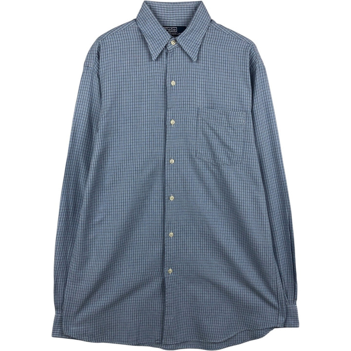 Ralph Lauren MERRIN Long-Sleeve Cotton Check Shirt, Men's Size S (approx.) cotton Blue type light blue Vintage Second Hand