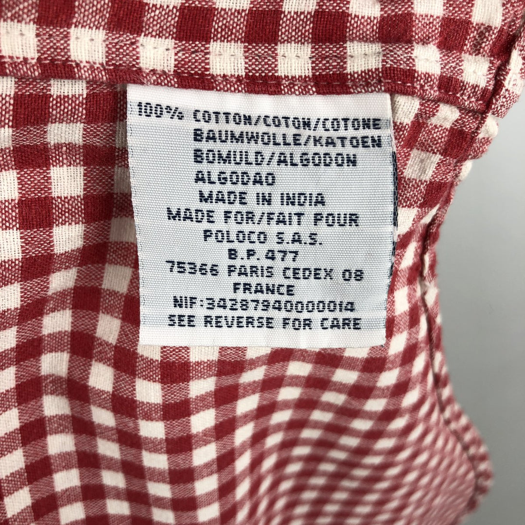 Ralph Lauren BLAKE Gingham Check Long Sleeve Button-Down Check Shirt, Men's Size L cotton red type Vintage Second Hand