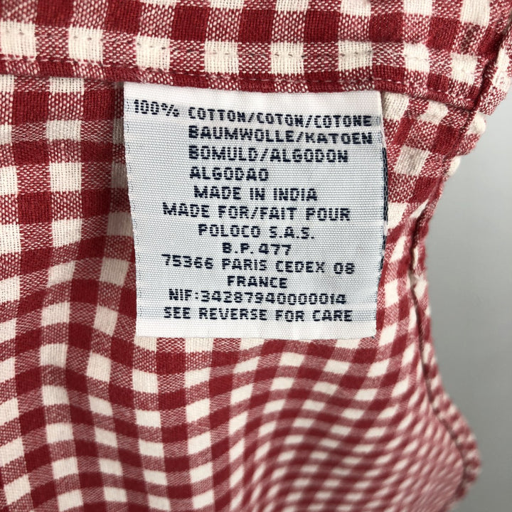 Ralph Lauren BLAKE Gingham Check Long Sleeve Button-Down Check Shirt, Men's Size L cotton red type Vintage Second Hand