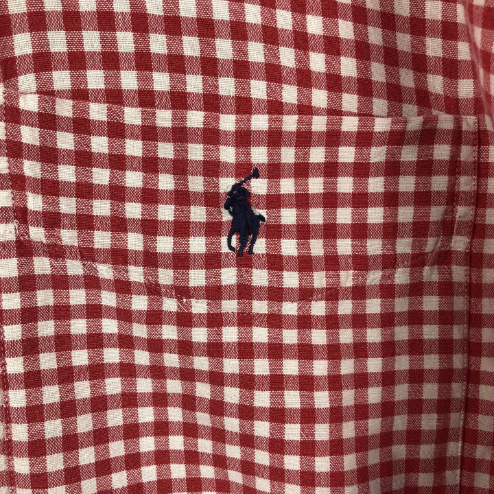 Ralph Lauren BLAKE Gingham Check Long Sleeve Button-Down Check Shirt, Men's Size L cotton red type Vintage Second Hand