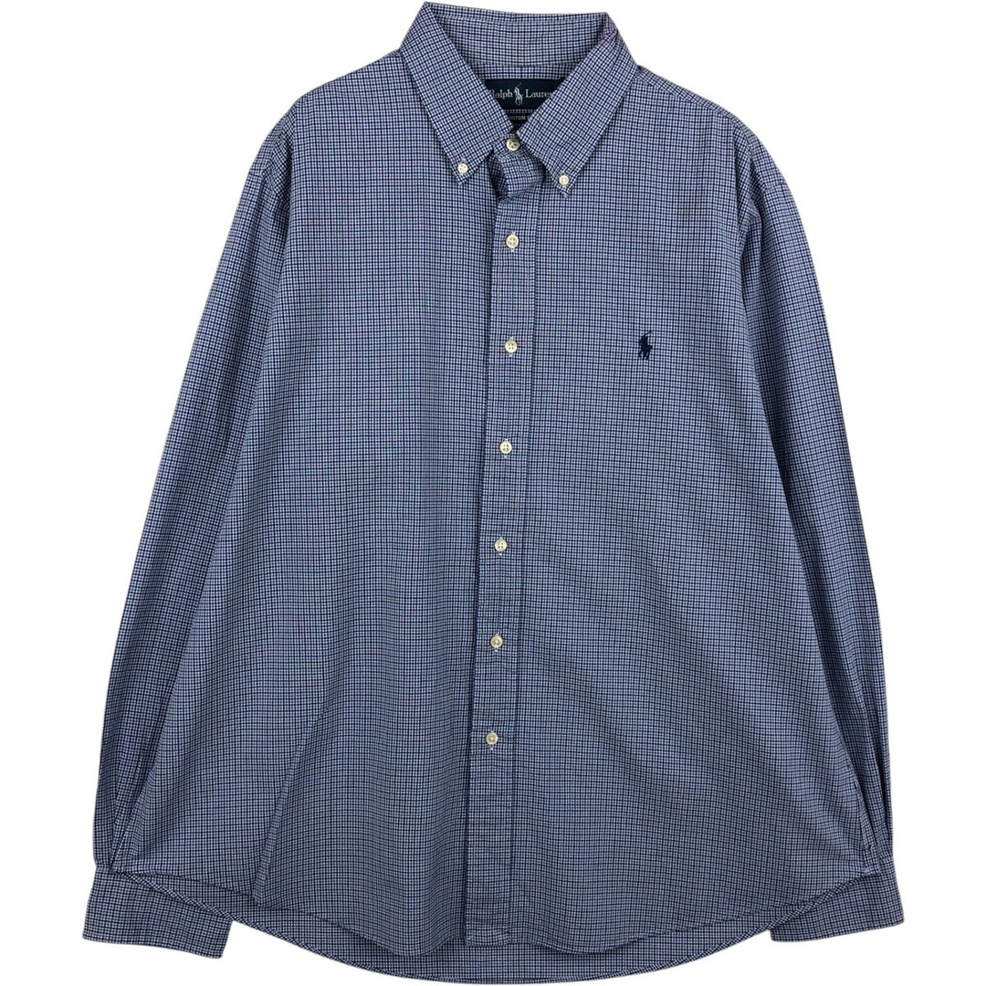Ralph Lauren CUSTOM FIT long sleeve button down check shirt men's XL size cotton blue type Vintage Second Hand