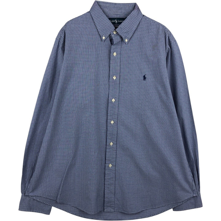 Ralph Lauren CUSTOM FIT long sleeve button down check shirt men's XL size cotton blue type Vintage Second Hand