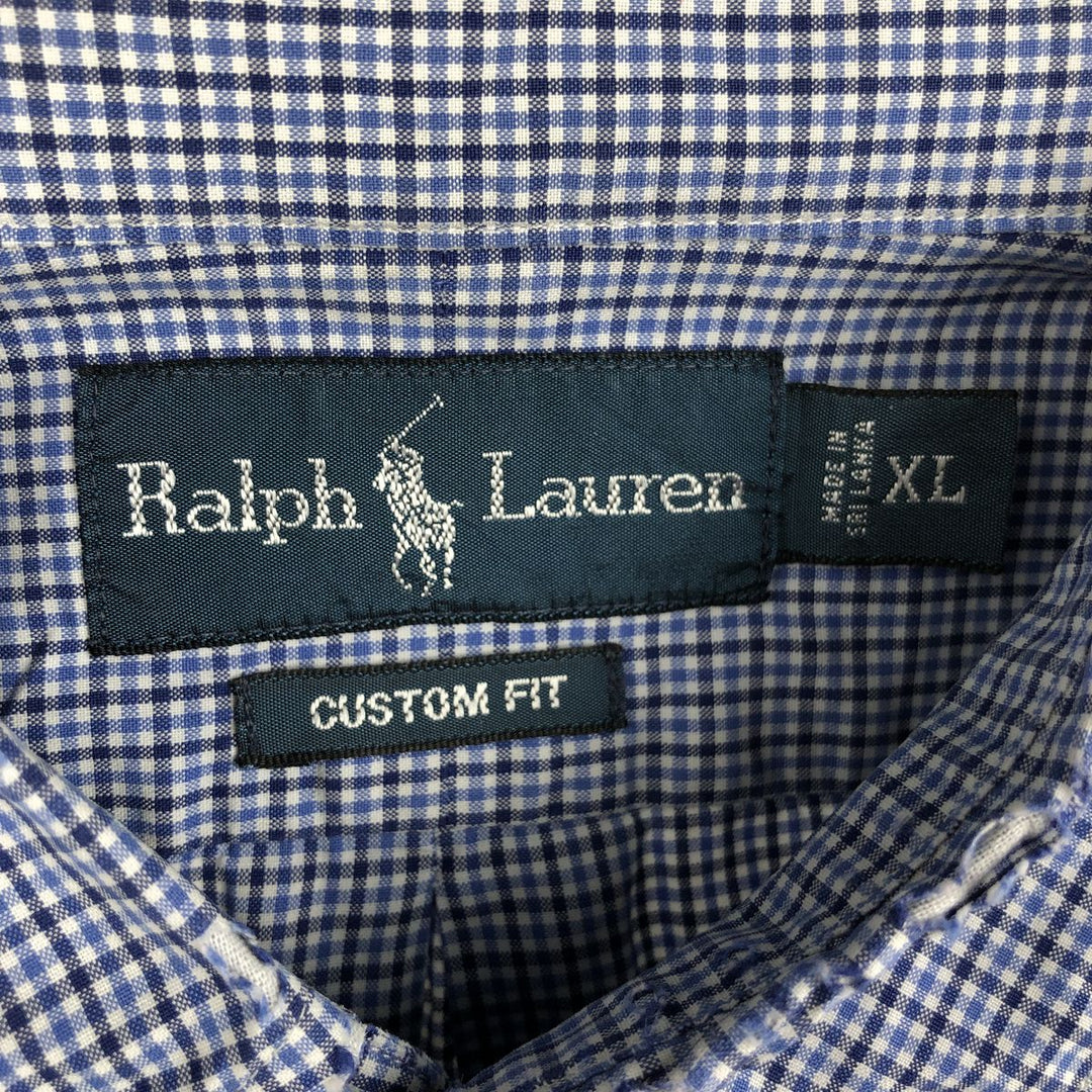 Ralph Lauren CUSTOM FIT long sleeve button down check shirt men's XL size cotton blue type Vintage Second Hand