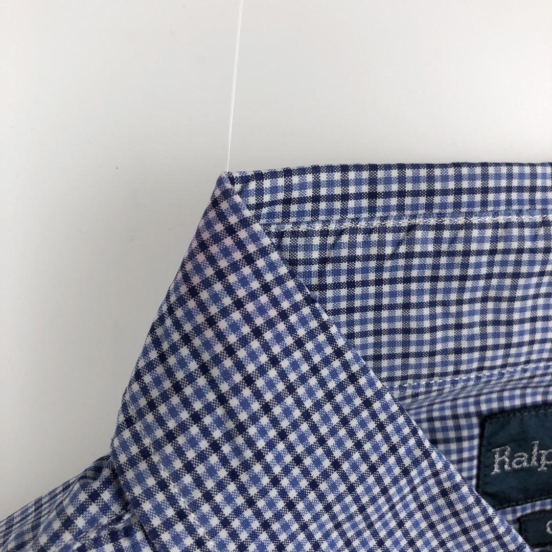 Ralph Lauren CUSTOM FIT long sleeve button down check shirt men's XL size cotton blue type Vintage Second Hand
