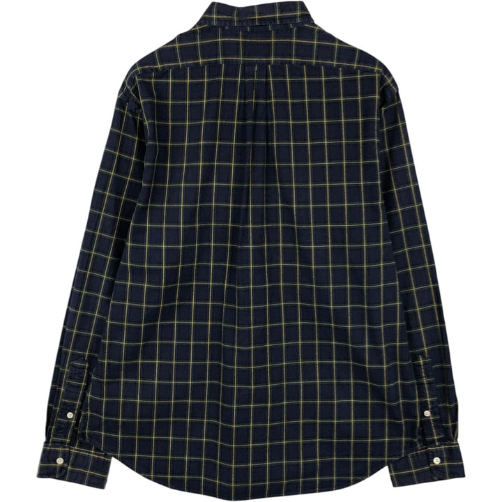 Ralph Lauren POLO by Ralph Lauren Slim Fit Long-Sleeve Button-Down Check Shirt, Men's Size XL (approx.) cotton navy blue type Vintage Second Hand