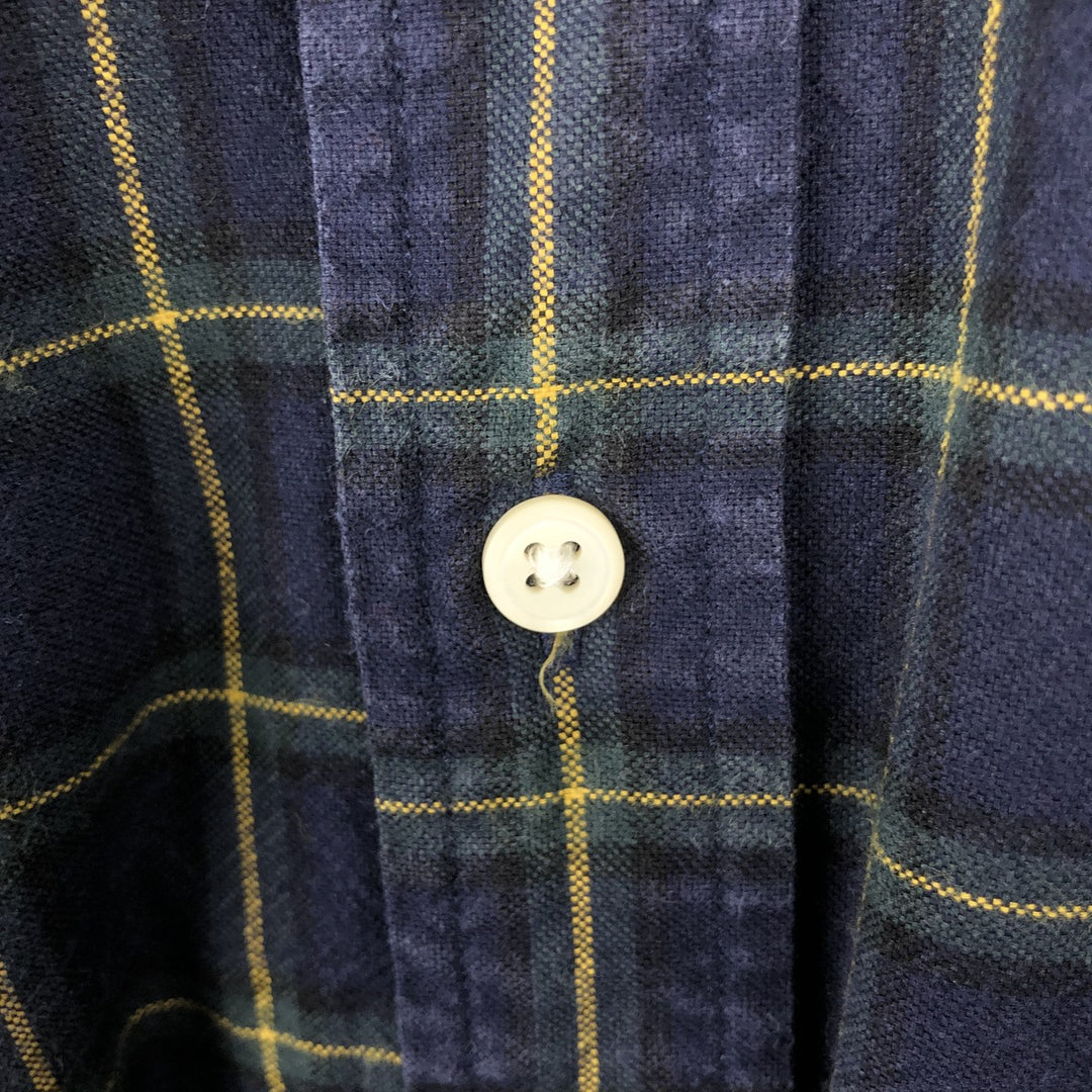 Ralph Lauren POLO by Ralph Lauren Slim Fit Long-Sleeve Button-Down Check Shirt, Men's Size XL (approx.) cotton navy blue type Vintage Second Hand
