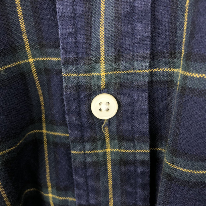 Ralph Lauren POLO by Ralph Lauren Slim Fit Long-Sleeve Button-Down Check Shirt, Men's Size XL (approx.) cotton navy blue type Vintage Second Hand