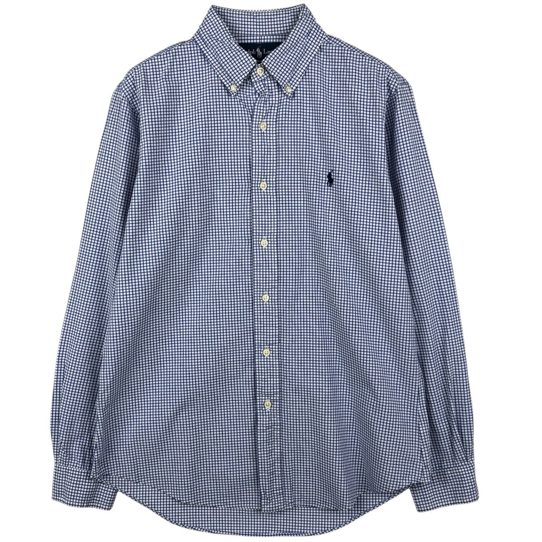 Ralph Lauren CUSTOM FIT long sleeve button down check shirt men's size M cotton white type Vintage Second Hand