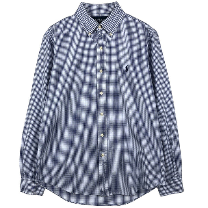 Ralph Lauren CUSTOM FIT long sleeve button down check shirt men's size M cotton white type Vintage Second Hand