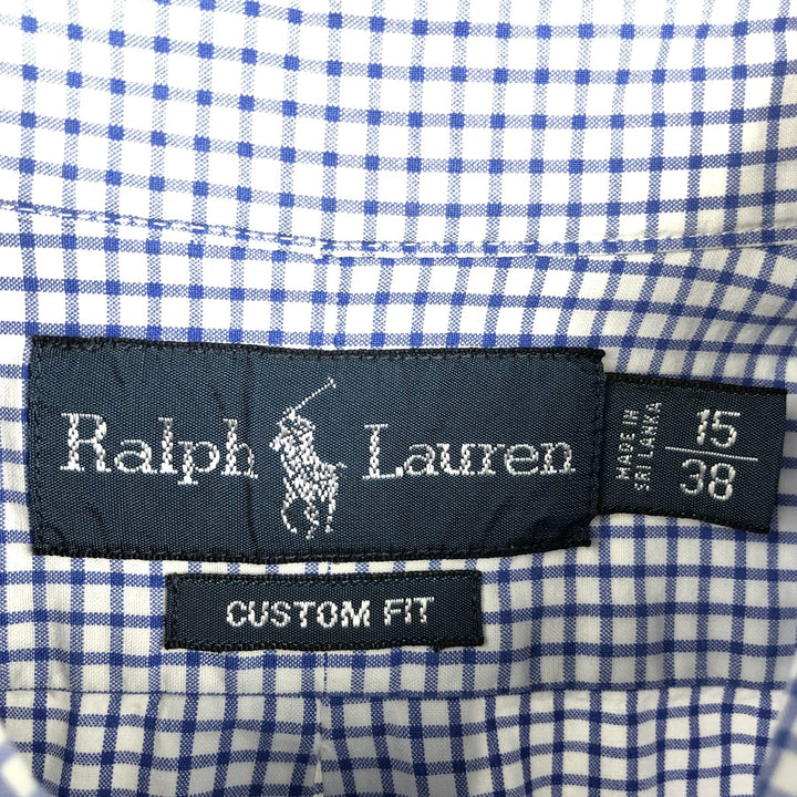 Ralph Lauren CUSTOM FIT long sleeve button down check shirt men's size M cotton white type Vintage Second Hand