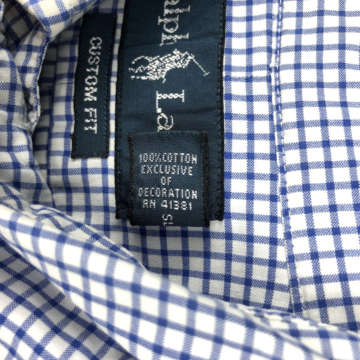 Ralph Lauren CUSTOM FIT long sleeve button down check shirt men's size M cotton white type Vintage Second Hand