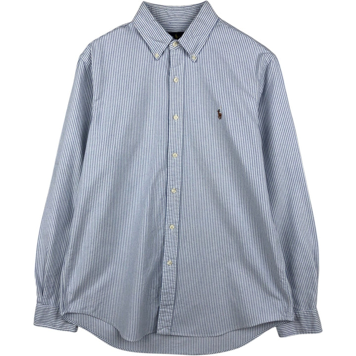 Ralph Lauren long sleeve button down striped shirt, men's size L cotton white type Vintage Second Hand