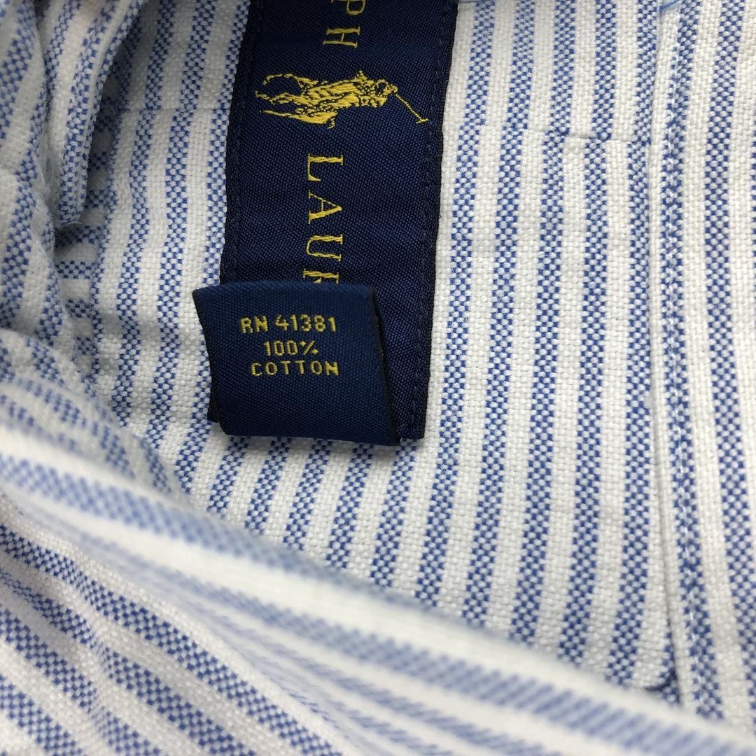 Ralph Lauren long sleeve button down striped shirt, men's size L cotton white type Vintage Second Hand