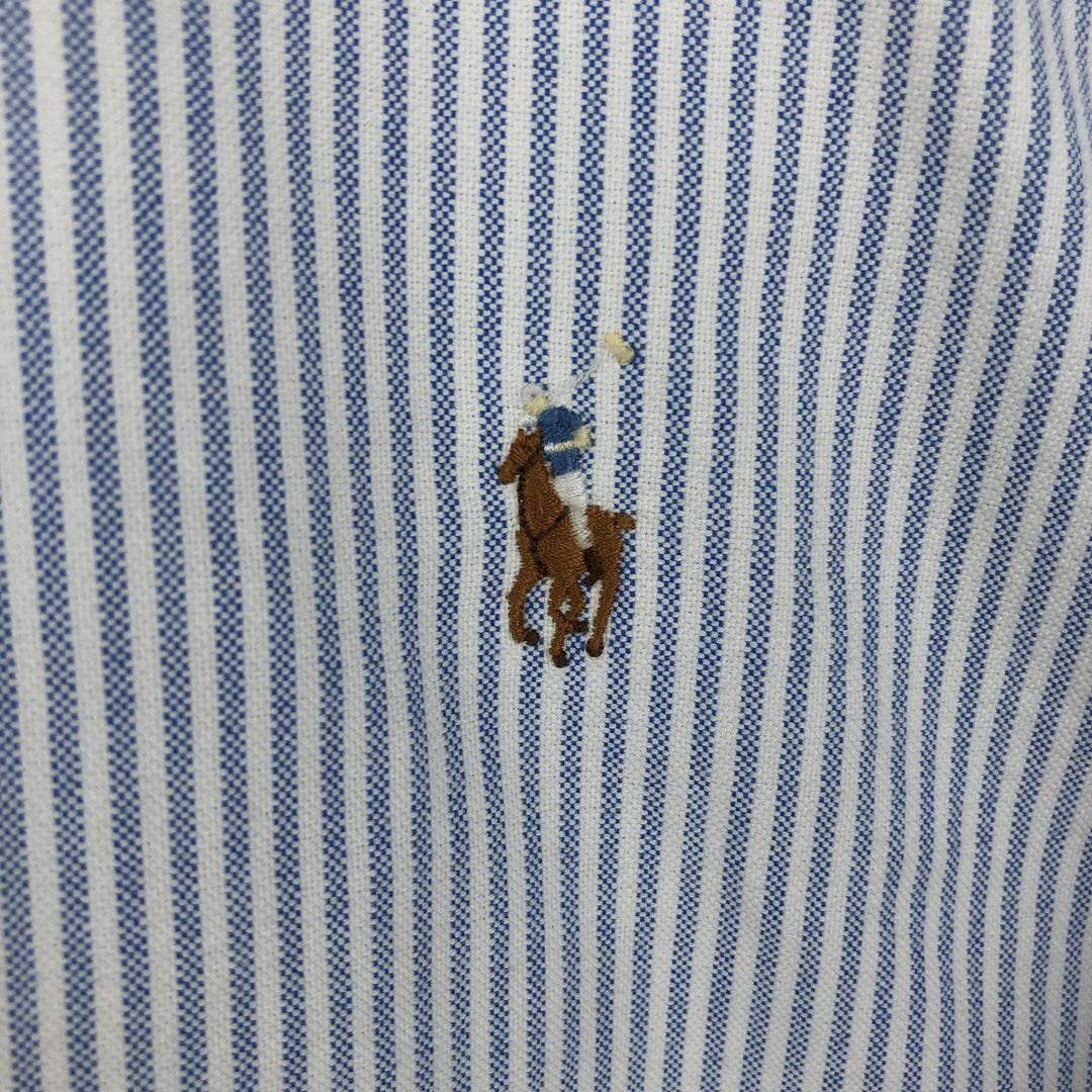 Ralph Lauren long sleeve button down striped shirt, men's size L cotton white type Vintage Second Hand