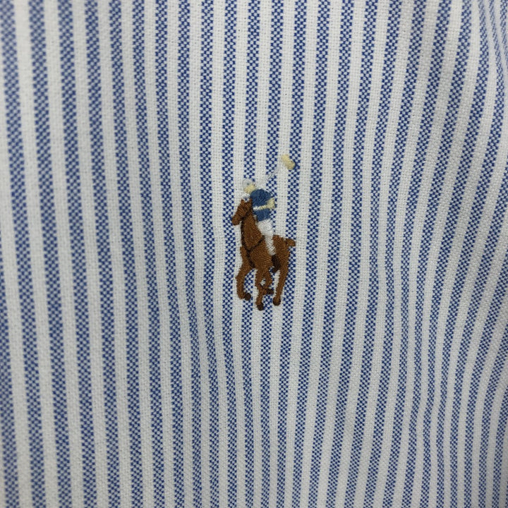 Ralph Lauren long sleeve button down striped shirt, men's size L cotton white type Vintage Second Hand
