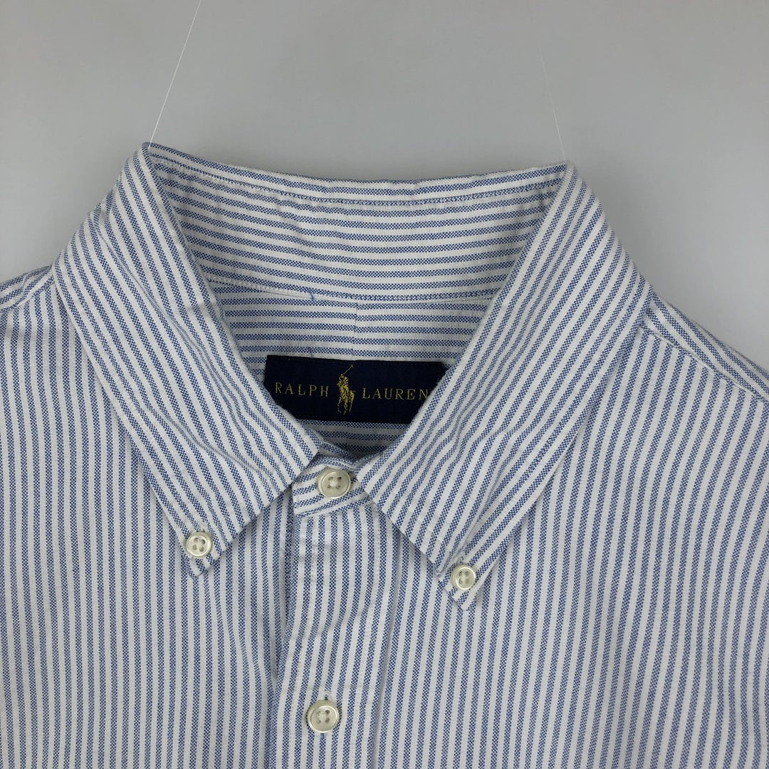 Ralph Lauren long sleeve button down striped shirt, men's size L cotton white type Vintage Second Hand