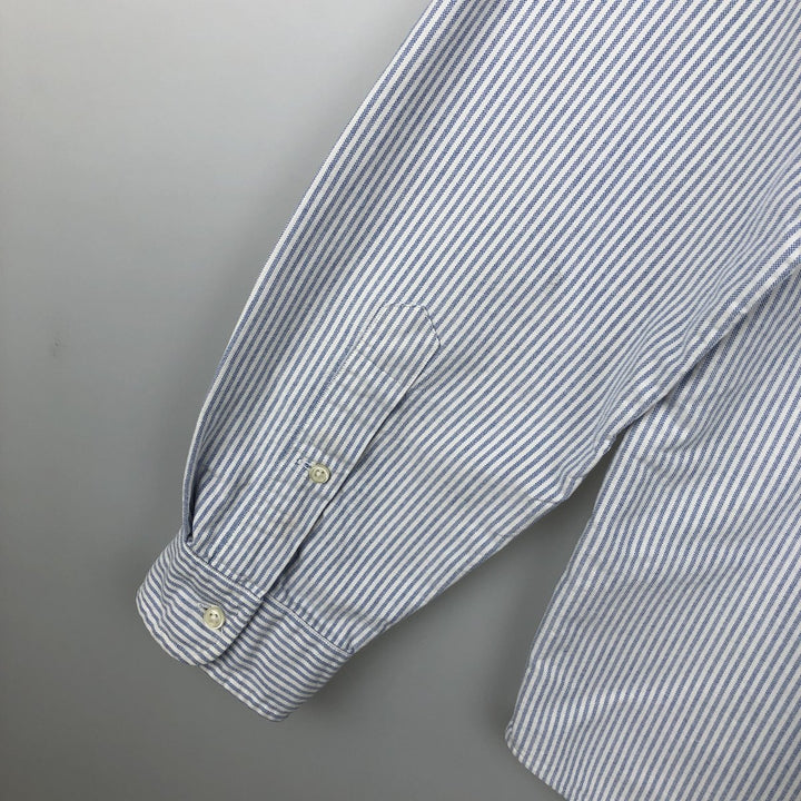 Ralph Lauren long sleeve button down striped shirt, men's size L cotton white type Vintage Second Hand