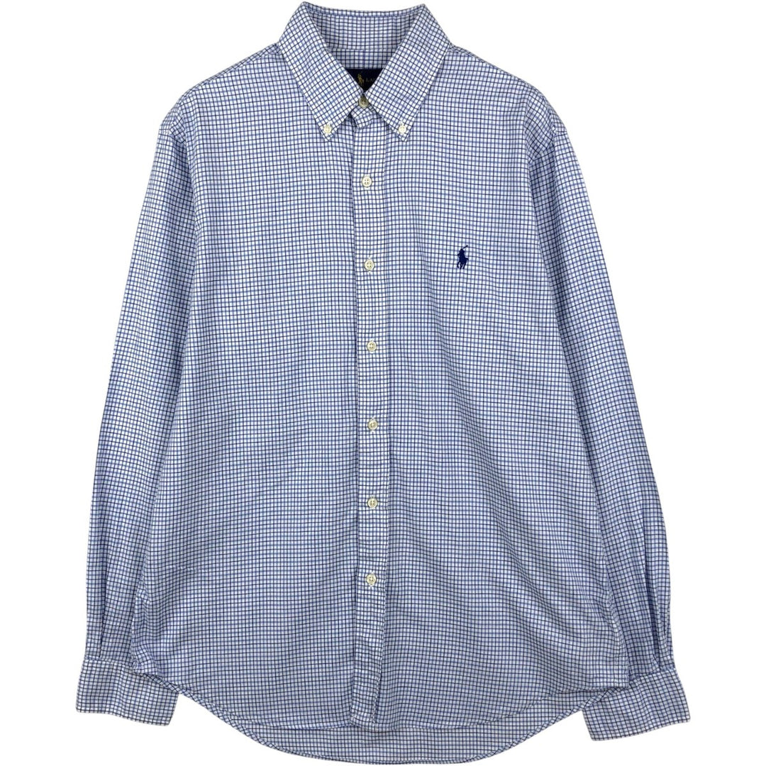 Ralph Lauren long sleeve button down check shirt, men's size M cotton white type Vintage Second Hand