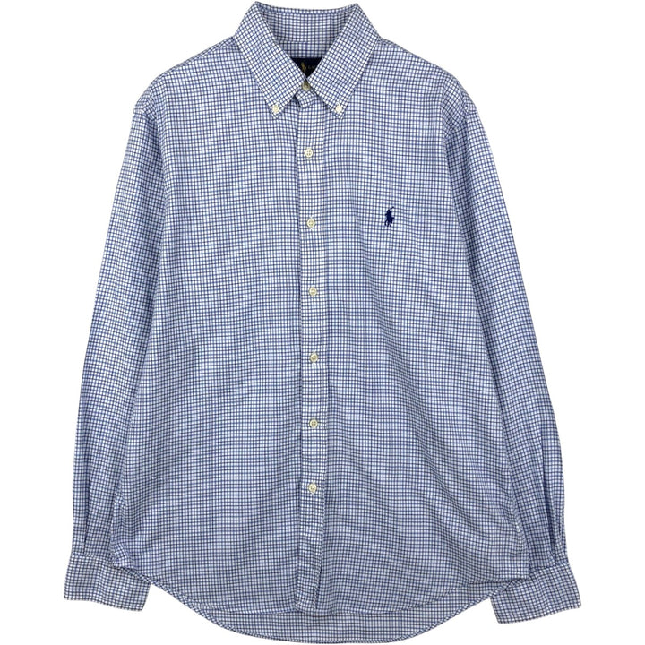 Ralph Lauren long sleeve button down check shirt, men's size M cotton white type Vintage Second Hand