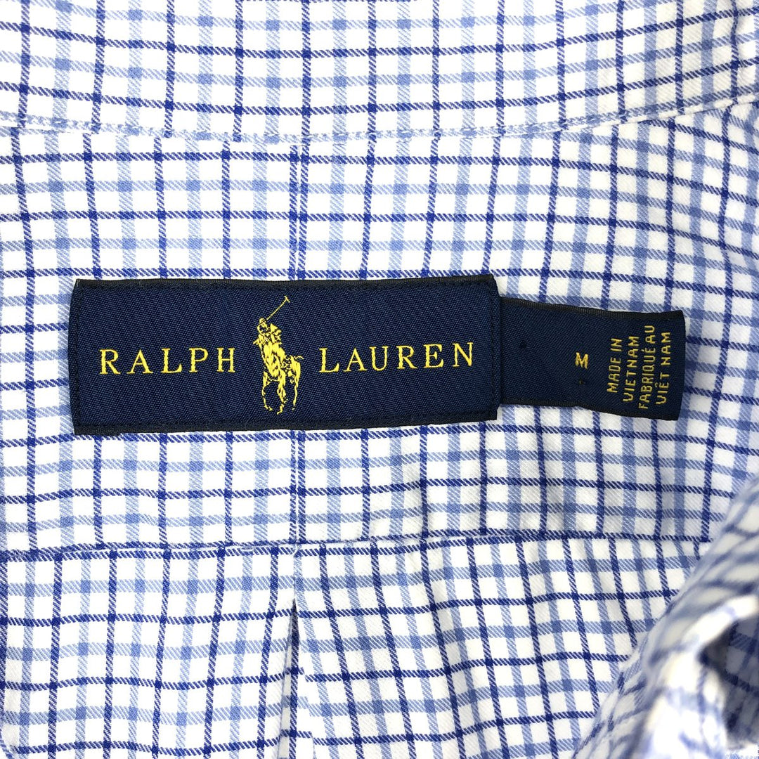 Ralph Lauren long sleeve button down check shirt, men's size M cotton white type Vintage Second Hand