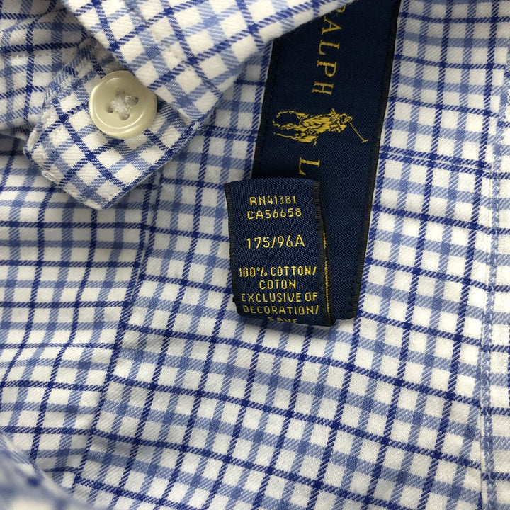 Ralph Lauren long sleeve button down check shirt, men's size M cotton white type Vintage Second Hand