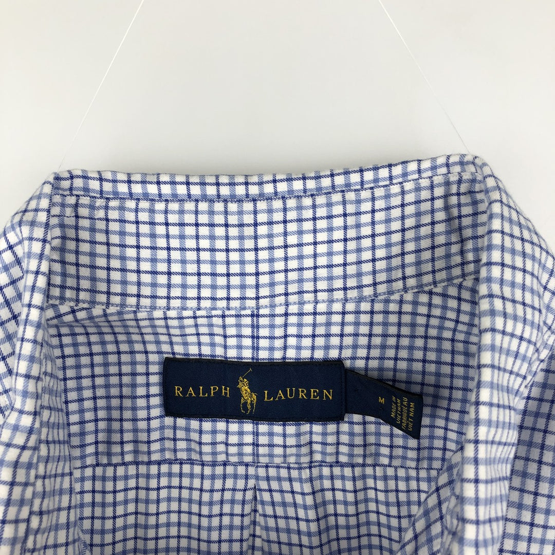 Ralph Lauren long sleeve button down check shirt, men's size M cotton white type Vintage Second Hand