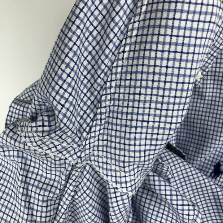Ralph Lauren long sleeve button down check shirt, men's size M cotton white type Vintage Second Hand