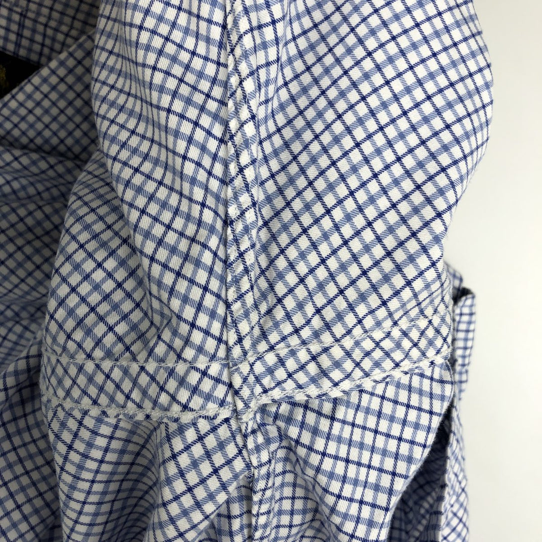 Ralph Lauren long sleeve button down check shirt, men's size M cotton white type Vintage Second Hand