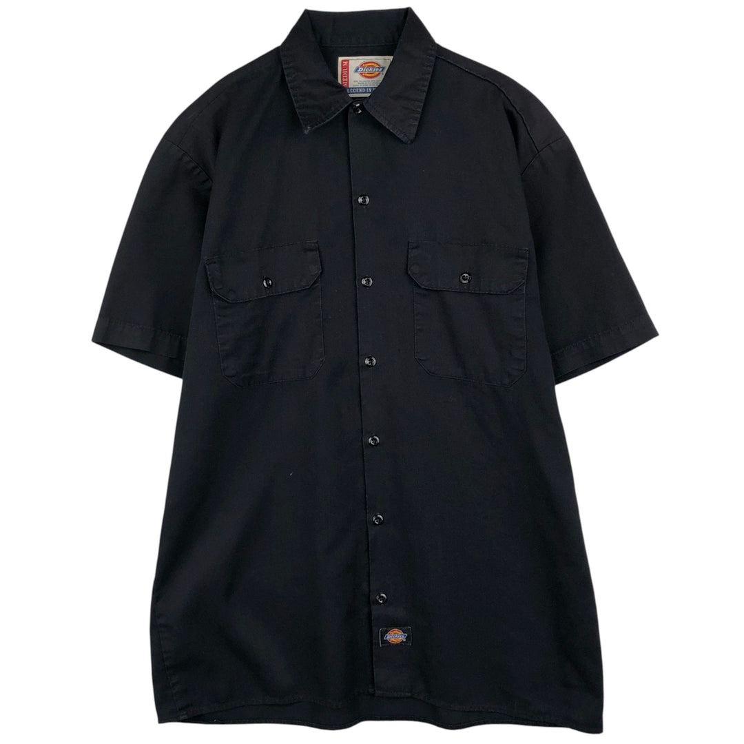 Dickies Short Sleeve Work Shirt Box Shirt Men's M Size polyester black type Vintage Second Hand