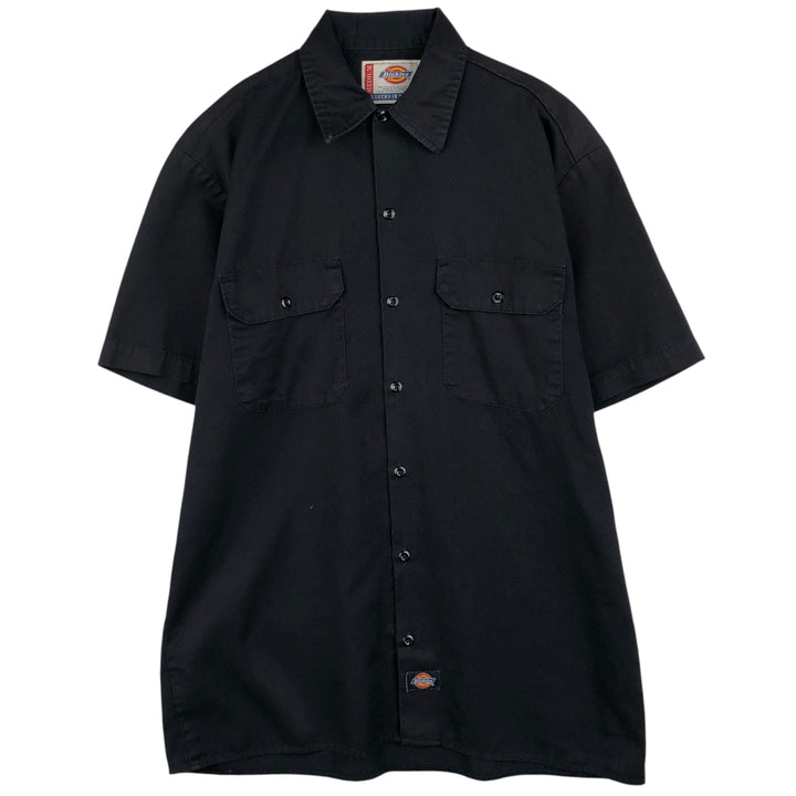 Dickies Short Sleeve Work Shirt Box Shirt Men's M Size polyester black type Vintage Second Hand