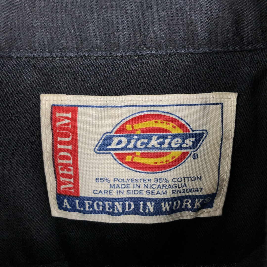 Dickies Short Sleeve Work Shirt Box Shirt Men's M Size polyester black type Vintage Second Hand