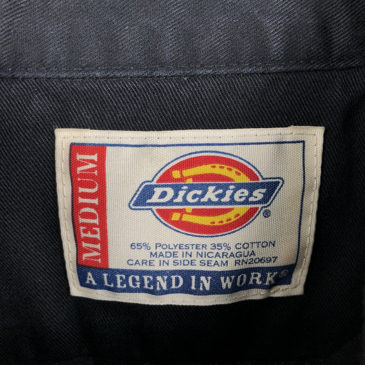 Dickies Short Sleeve Work Shirt Box Shirt Men's M Size polyester black type Vintage Second Hand