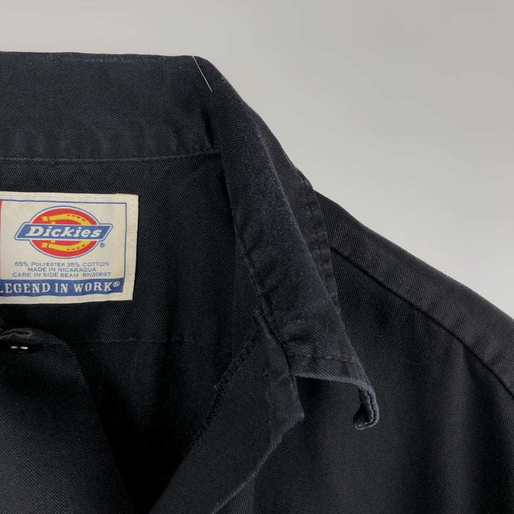 Dickies Short Sleeve Work Shirt Box Shirt Men's M Size polyester black type Vintage Second Hand