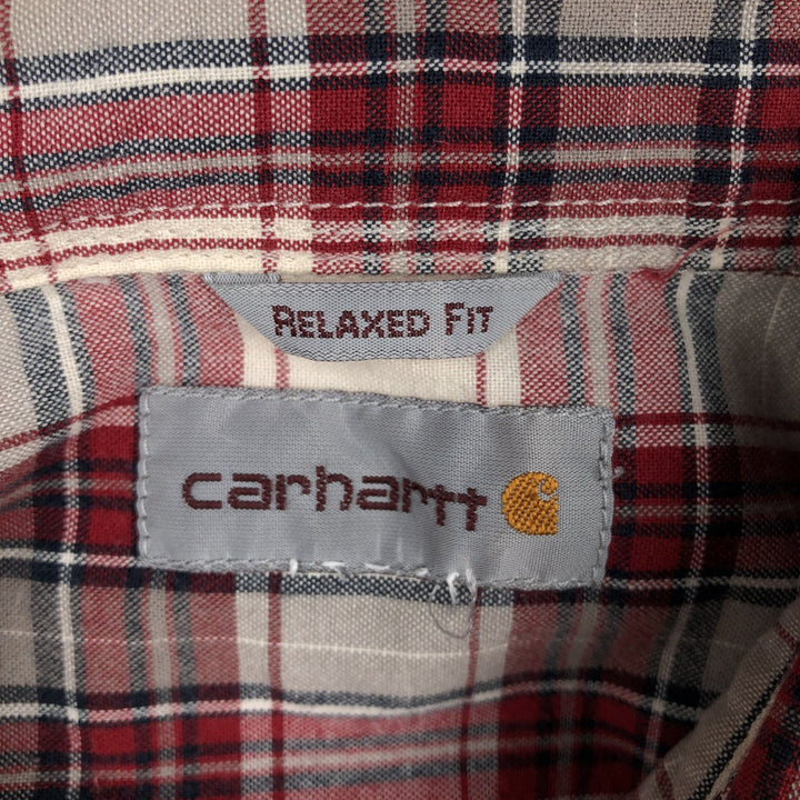 Carhartt Relaxed Fit Short-Sleeve Button-Down Check Shirt, Men's Size XXL (approx.) cotton red type Vintage Second Hand