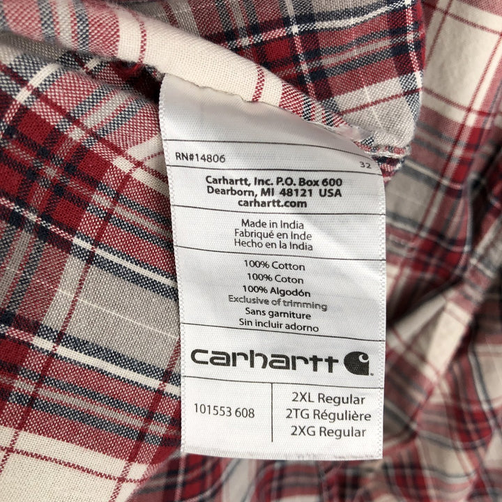 Carhartt Relaxed Fit Short-Sleeve Button-Down Check Shirt, Men's Size XXL (approx.) cotton red type Vintage Second Hand
