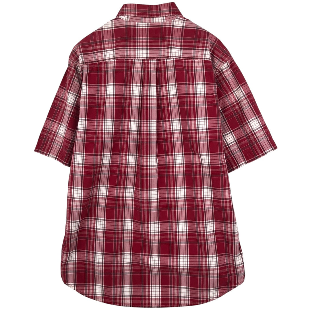 Carhartt Check Pattern Button-down Short Sleeve Work Shirt, Men's Size L cotton red type Vintage Second Hand