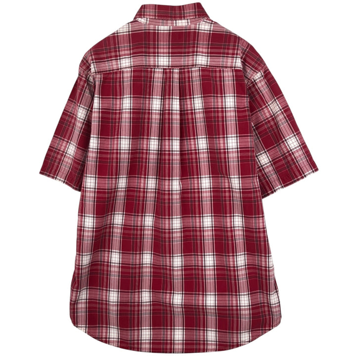 Carhartt Check Pattern Button-down Short Sleeve Work Shirt, Men's Size L cotton red type Vintage Second Hand