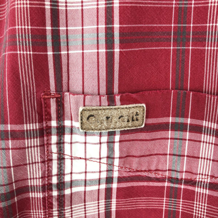 Carhartt Check Pattern Button-down Short Sleeve Work Shirt, Men's Size L cotton red type Vintage Second Hand
