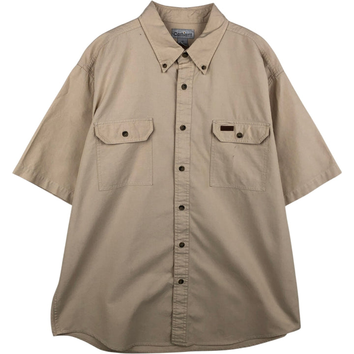 Carhartt short sleeve work shirt, men's XL size cotton Beige type Vintage Second Hand