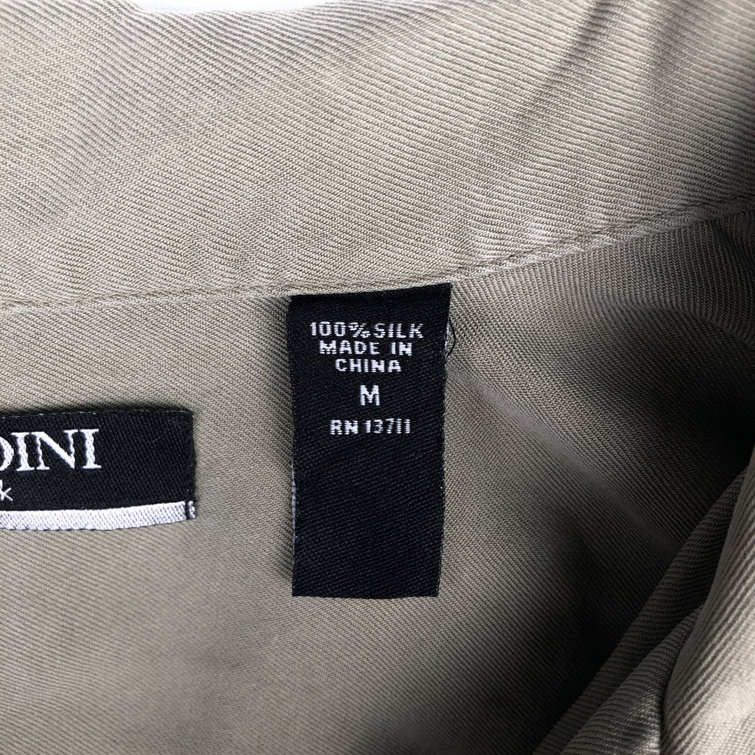 BRANDINI Two-Tone Short-Sleeve Open-Collar Silk Shirt, Boxy Fit, Men's Size M silk green type Vintage Second Hand