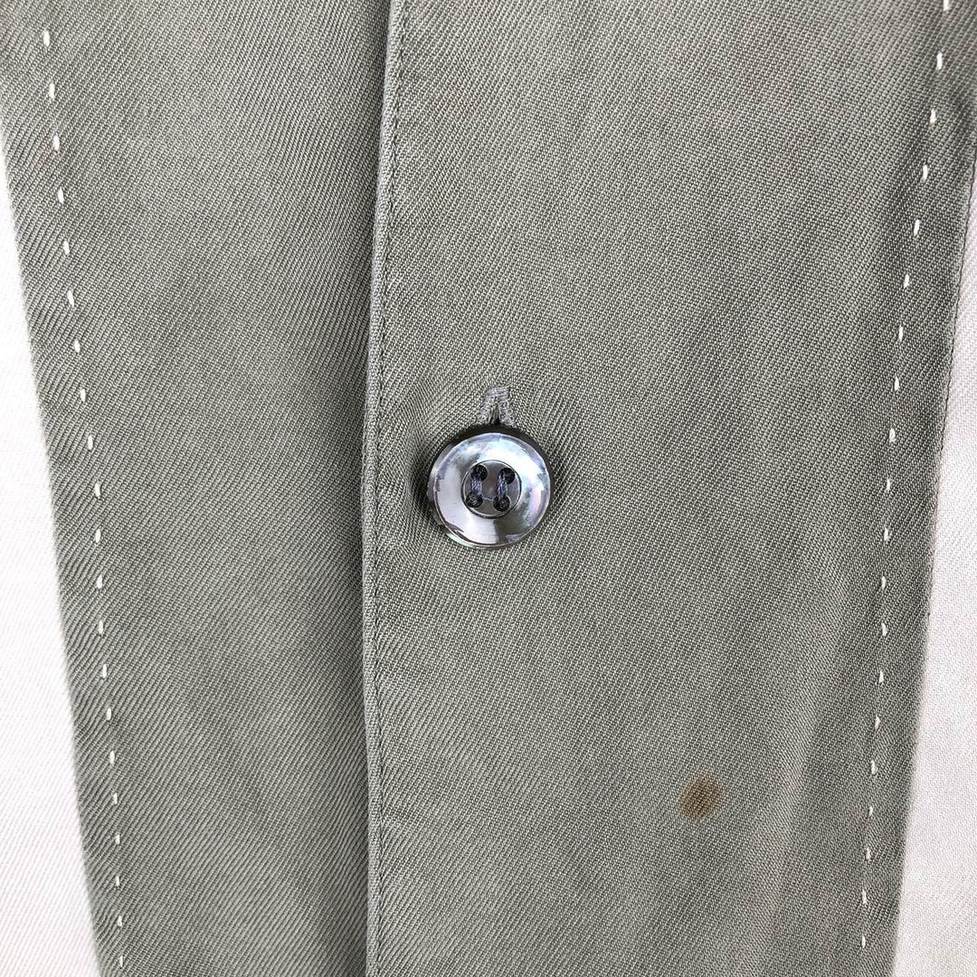 BRANDINI Two-Tone Short-Sleeve Open-Collar Silk Shirt, Boxy Fit, Men's Size M silk green type Vintage Second Hand