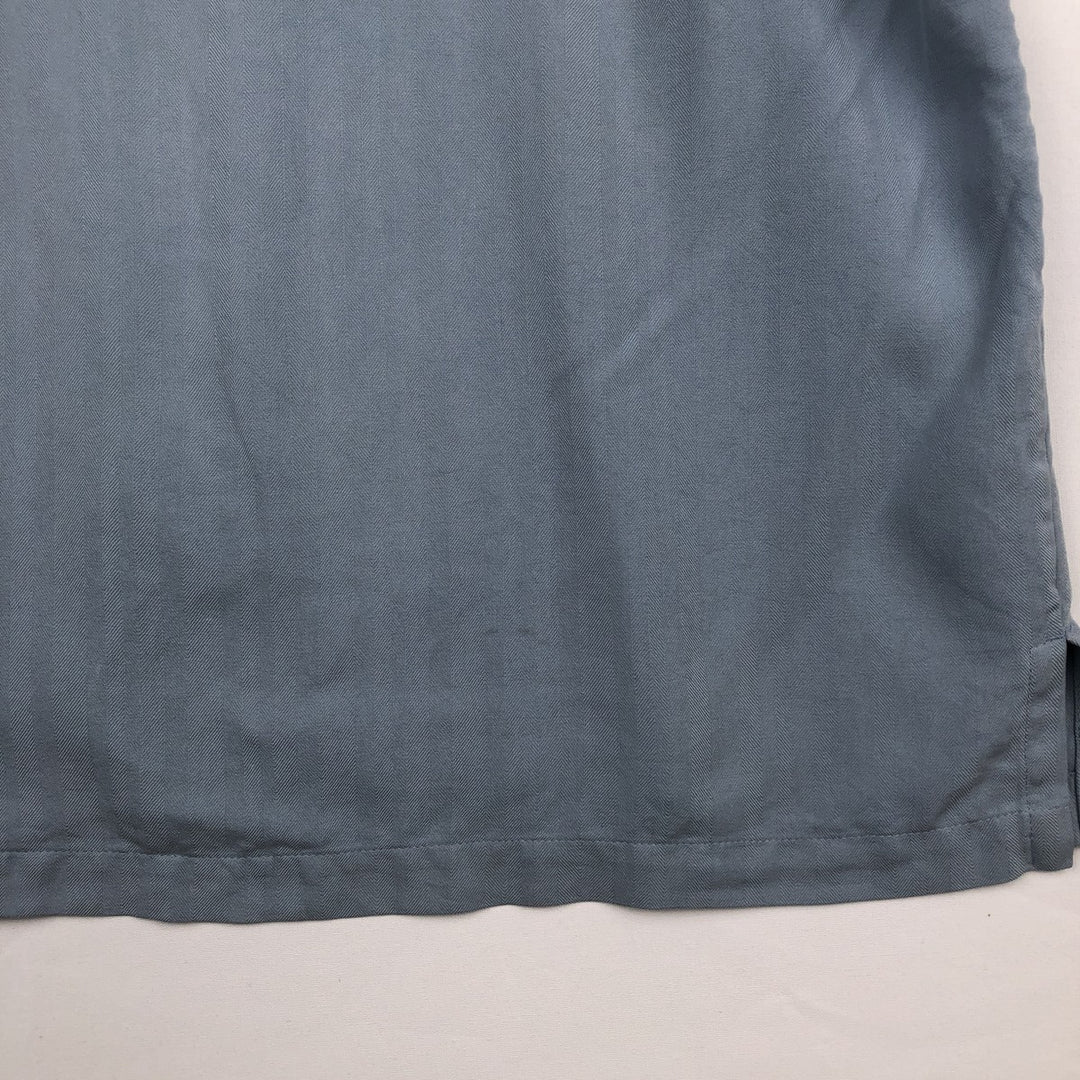 PRONTO UOMO Two-tone Short-Sleeve Open-Collar Silk Shirt, Boxy Fit, Men's Size L (approx.) silk Blue type light blue Vintage Second Hand