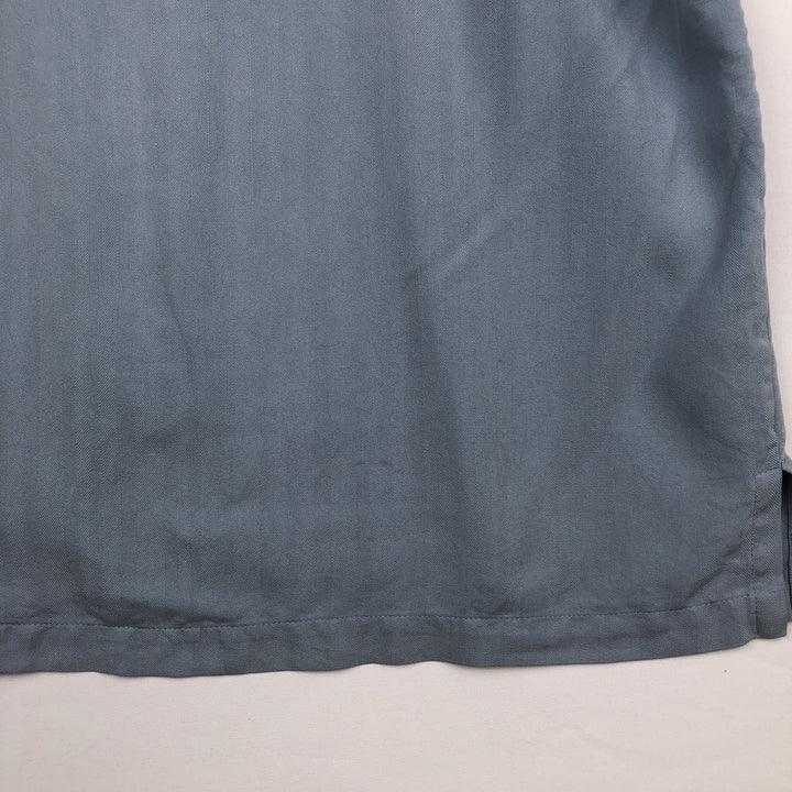 PRONTO UOMO Two-tone Short-Sleeve Open-Collar Silk Shirt, Boxy Fit, Men's Size L (approx.) silk Blue type light blue Vintage Second Hand
