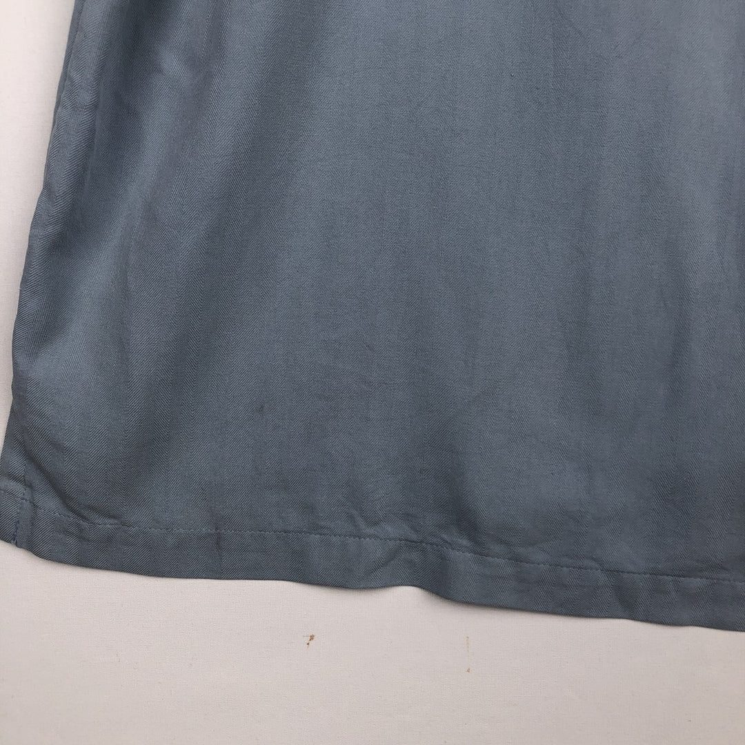 PRONTO UOMO Two-tone Short-Sleeve Open-Collar Silk Shirt, Boxy Fit, Men's Size L (approx.) silk Blue type light blue Vintage Second Hand