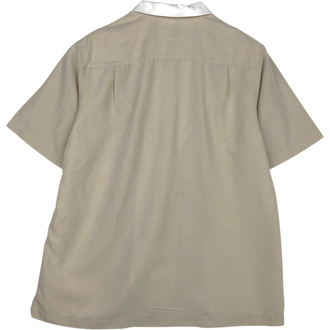 ALFANI Two-Tone Short-Sleeve Open-Collar Rayon Shirt, Boxy Fit, Men's Size M (approx.) Modal unbleached Vintage Second Hand