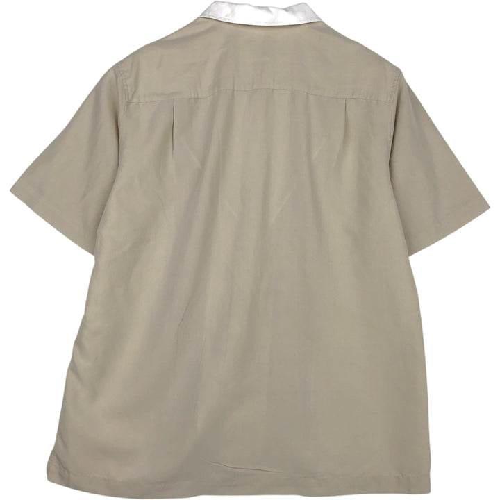 ALFANI Two-Tone Short-Sleeve Open-Collar Rayon Shirt, Boxy Fit, Men's Size M (approx.) Modal unbleached Vintage Second Hand
