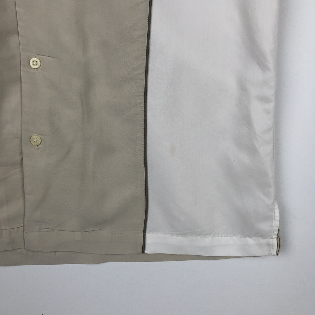 ALFANI Two-Tone Short-Sleeve Open-Collar Rayon Shirt, Boxy Fit, Men's Size M (approx.) Modal unbleached Vintage Second Hand